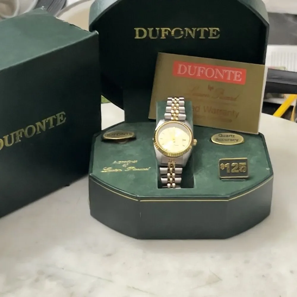 Vintage Dufonte Lucien Piccard Womens Quartz Watch Gold/Silver Tone NIB w/ COA
